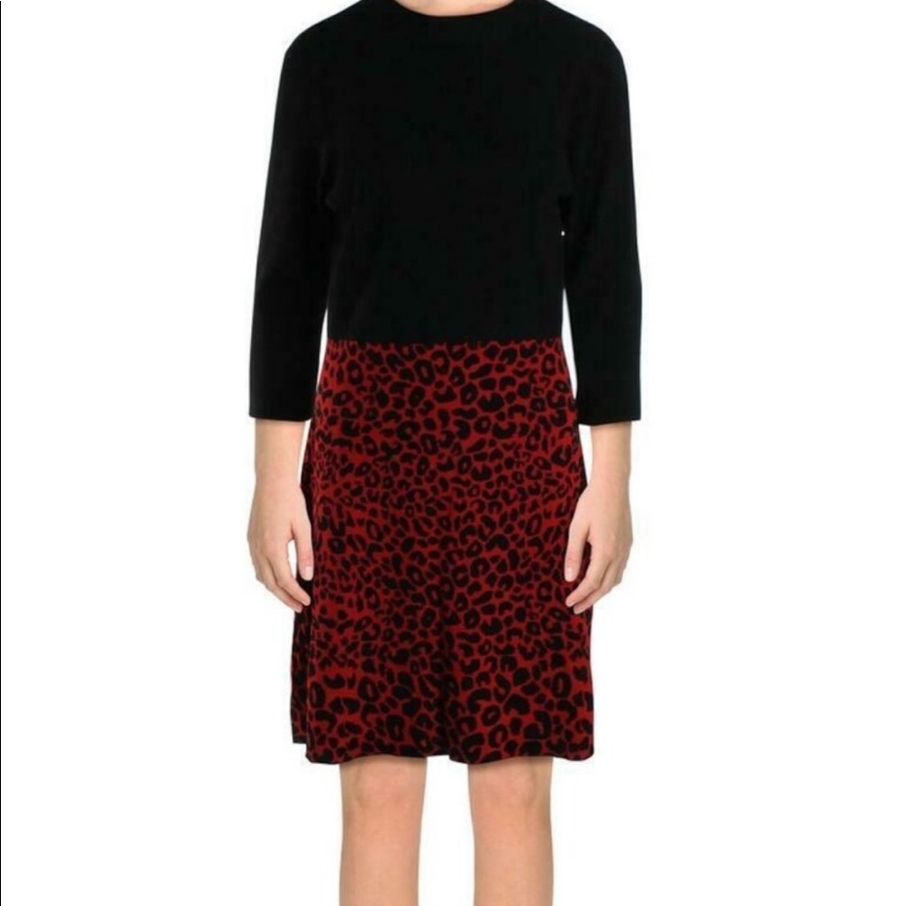 nanette lepore dress nwt size medium black & red leopard
